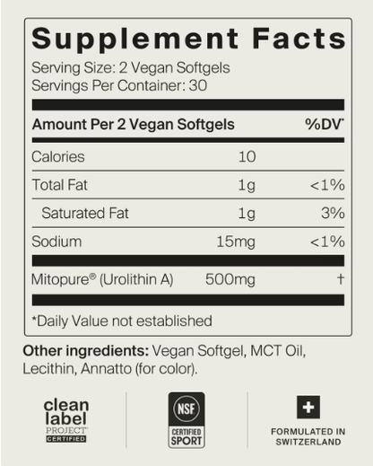 Timeline Mitopure Urolithin A Supplement Softgels - Clinically Proven Support for Healthy Aging and Cellular Renewal - Mitoceutical for Muscle Support and Longevity